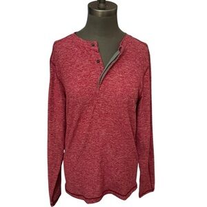 Lululemon Mens Surge Long Sleeve Henley Shirt Red Heather M